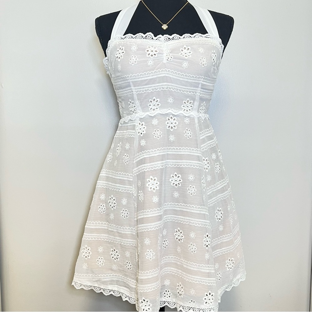 NWOT White Floral Halter Dress